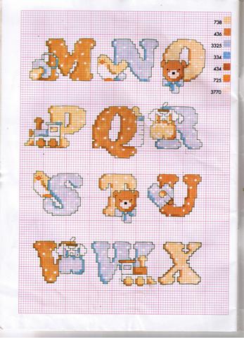 Schema punto croce Alfabeto babies 1