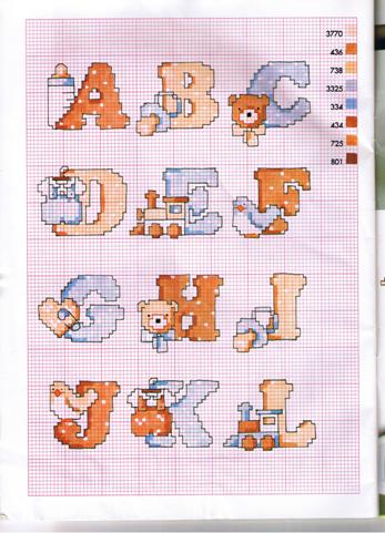 Schema punto croce Alfabeto babies 2