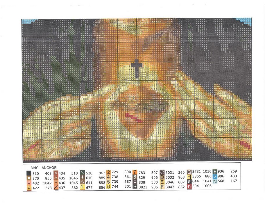 Schema punto croce Cuore di gesu 2