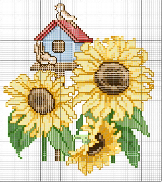 Schema punto croce Girasoli nido