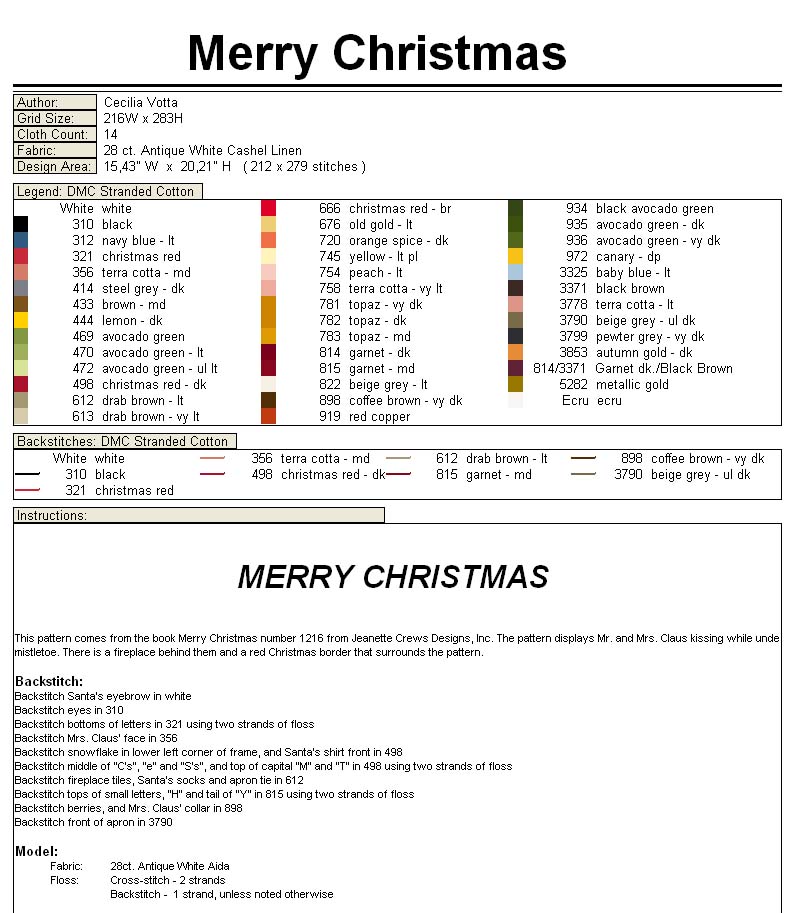 Schema punto croce Merry christmas legenda