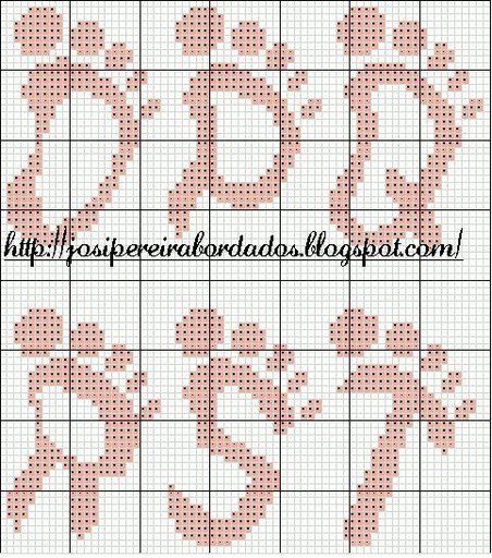 Schema punto croce Alfabeto piede 3