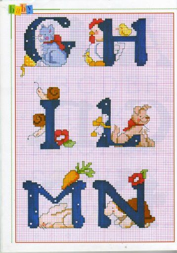 Schema punto croce Alfabeto animaletti 2