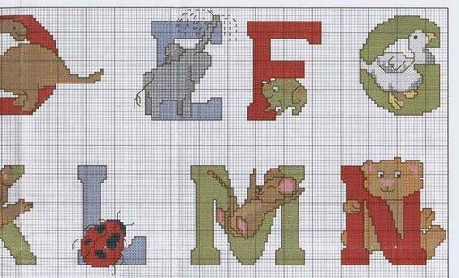 Schema punto croce Alfabeto animali 2