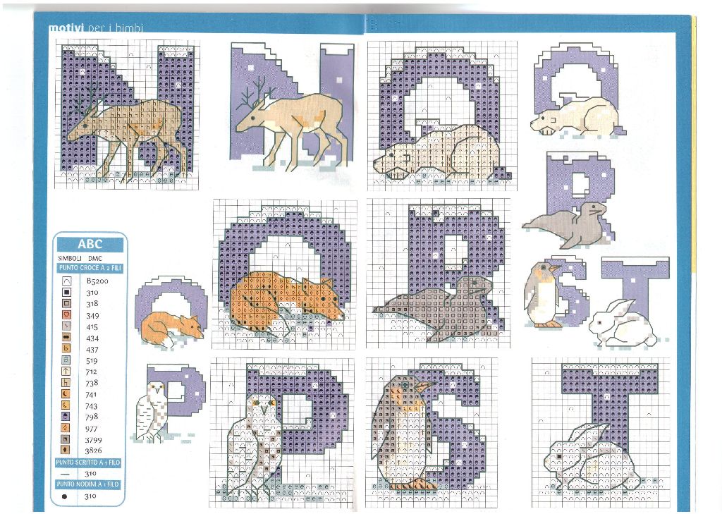 Schema punto croce Alfabeto animali ghiaccio 3