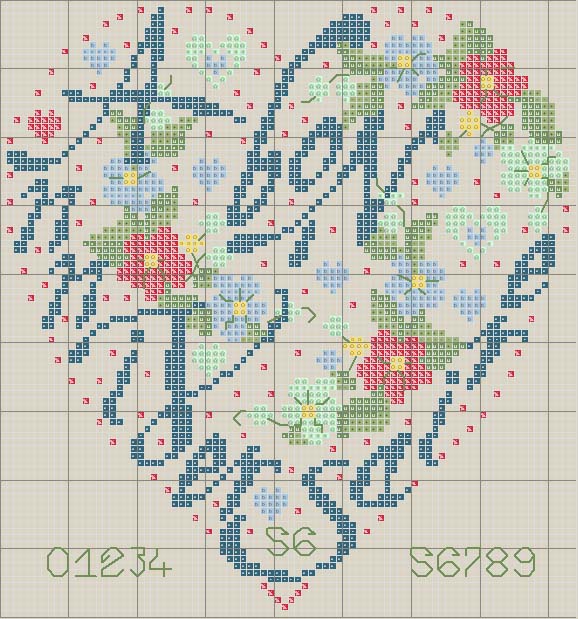 Schema punto croce Alfabeto cuore