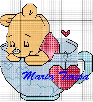 Schema punto croce Baby pooh tazza