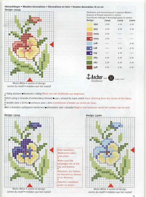 Schema punto croce Decorazioni floreali