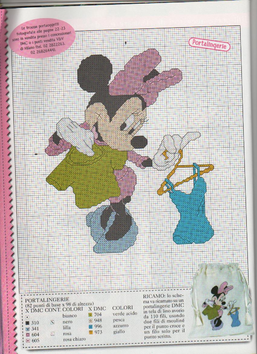 Schema punto croce Minnie cruccia abiti