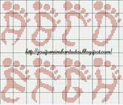 Schema punto croce Alfabeto piede 1