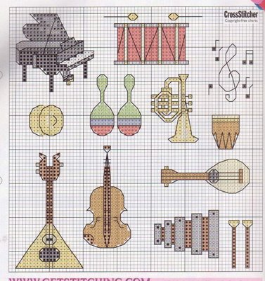 Schema punto croce Strumenti musicali 2