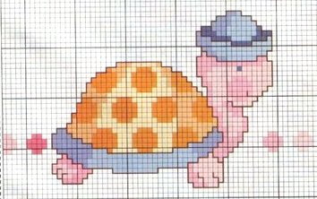 Schema punto croce Tartaruga con cappello