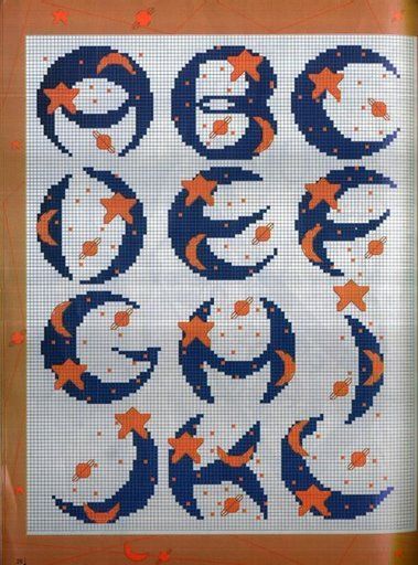 Schema punto croce Abc stelle