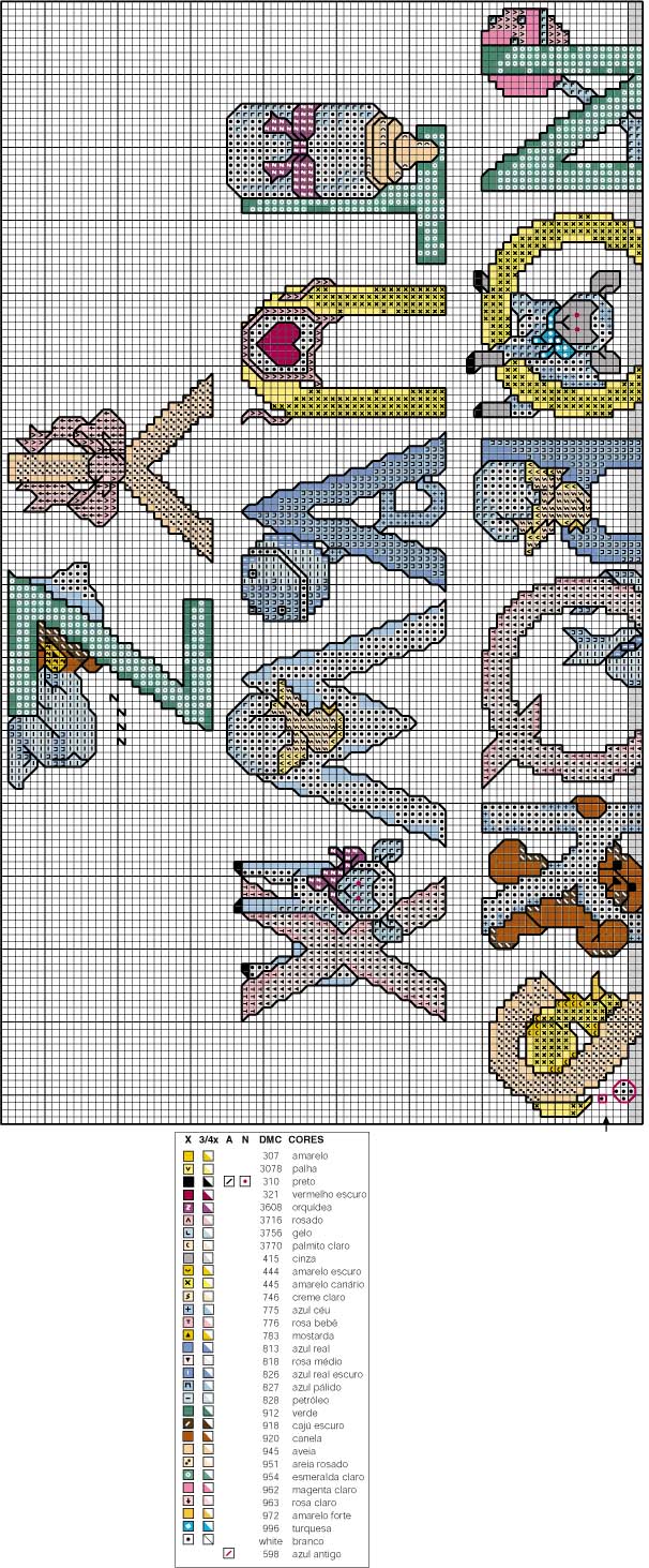 Schema punto croce Alfabeto bambini 2