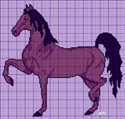 Schema punto croce Cavallo al trotto