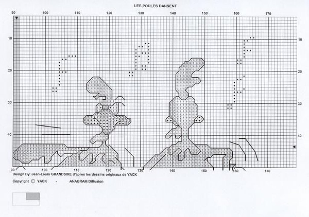 Schema punto croce Galline dance 3