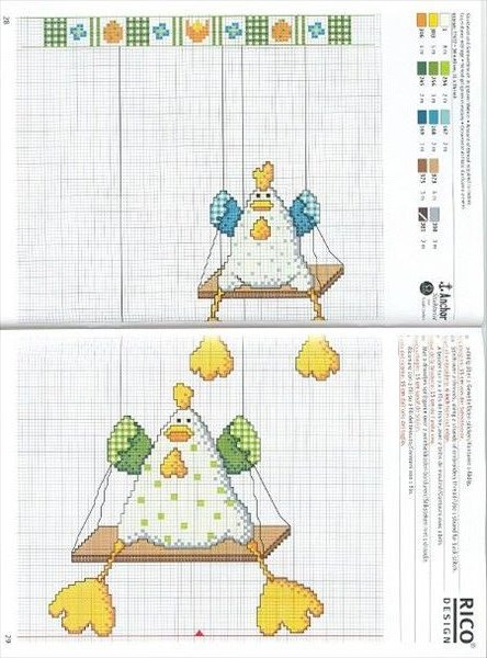 Schema punto croce Gallo altalena