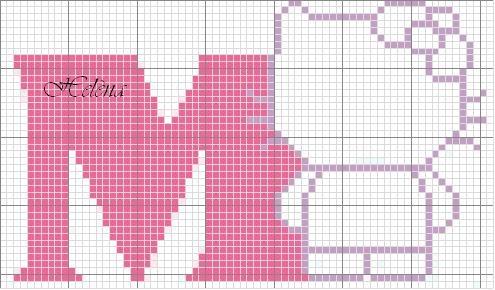 Schema punto croce M hello kitty