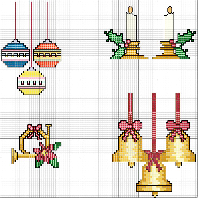 Schema punto croce Motivi natale vari