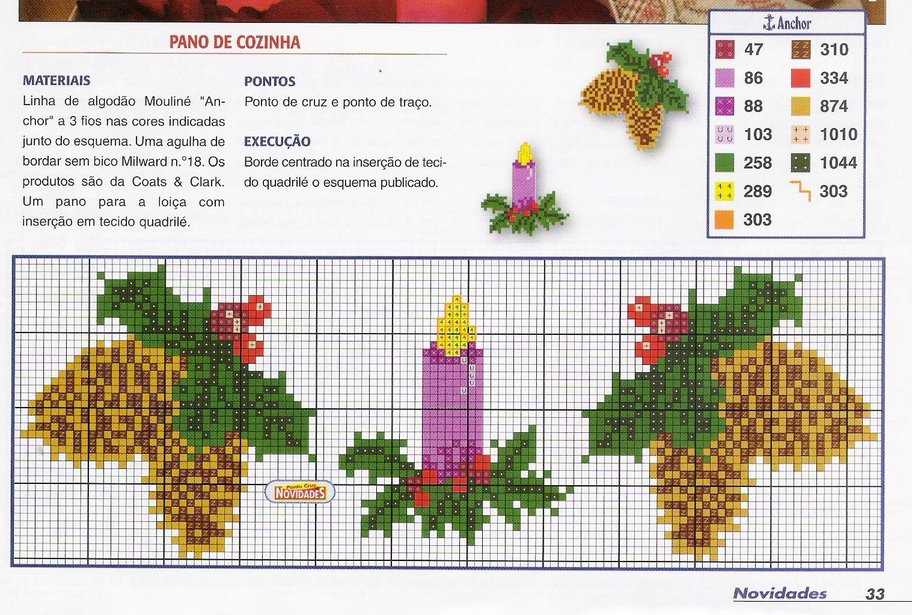 Schema punto croce Panno cucina natale