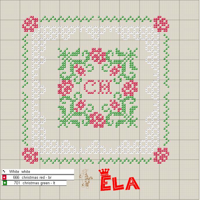 Schema punto croce Piastrella verde rossa