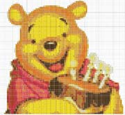 Schema punto croce Pooh con torta