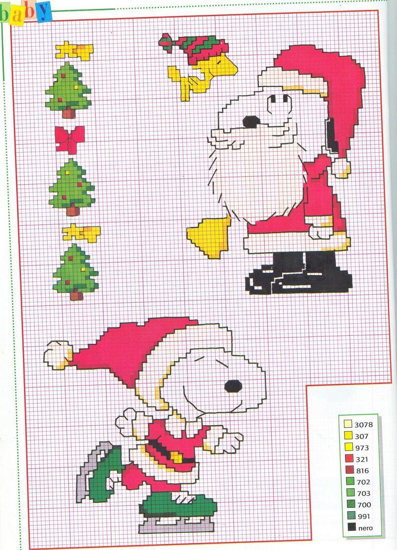 Schema punto croce Snoopy natale