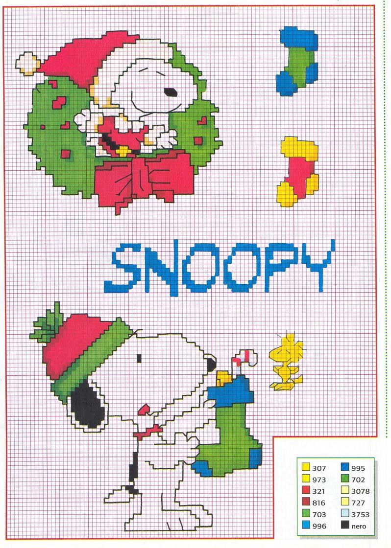 Schema punto croce Snoopy natale c