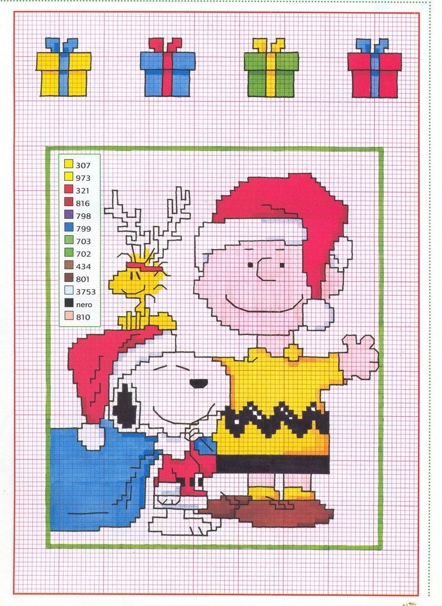 Schema punto croce Snoopy natalizio