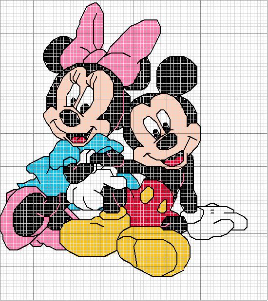 Schema punto croce Topolino e minnie