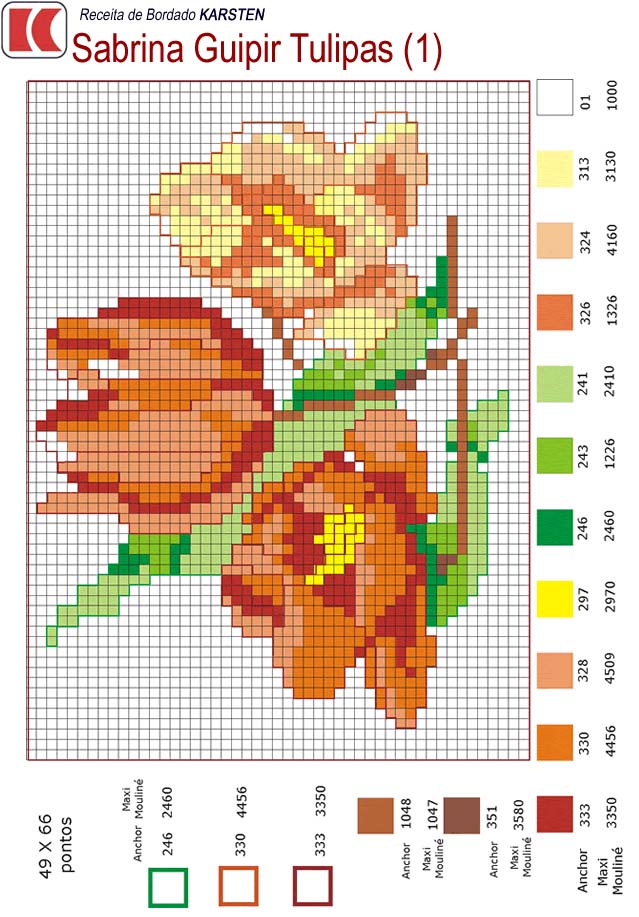 Schema punto croce Tulipani 2