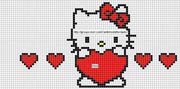 Schema punto croce Hello Kitty con 5 cuori