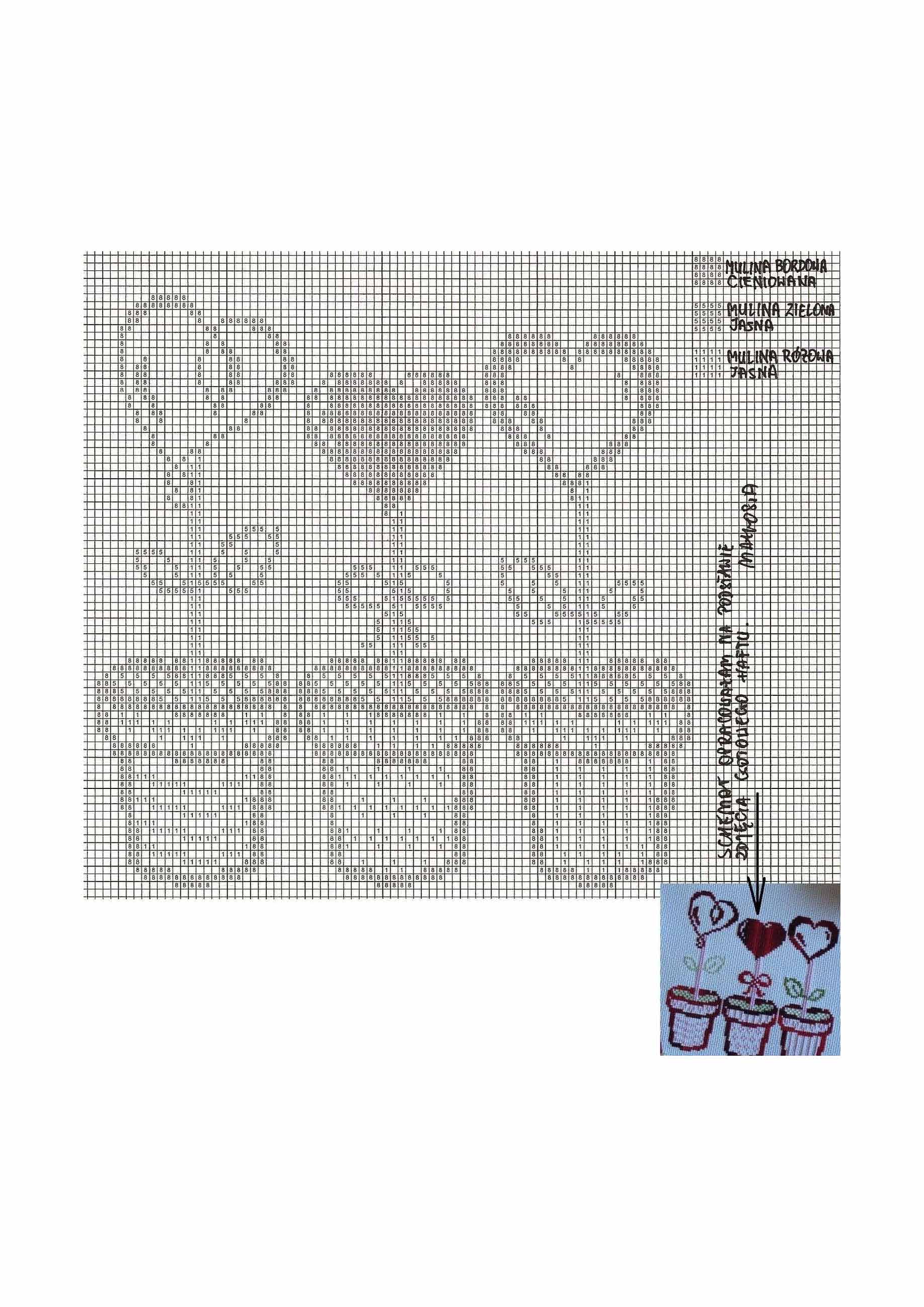 Schema punto croce Alberelli di cuore