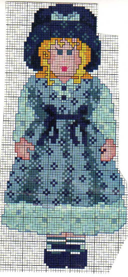 Schema punto croce Bambolina blu