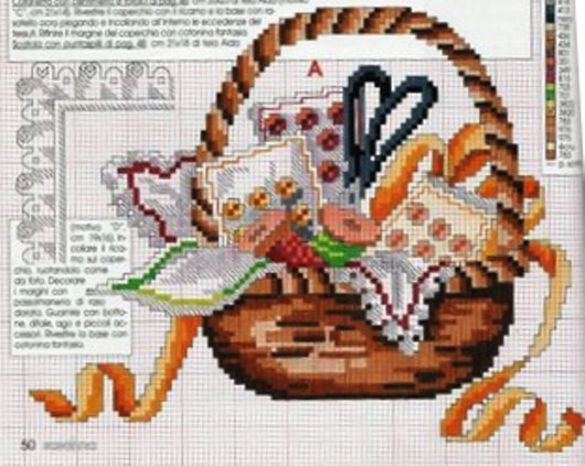 Schema punto croce Cestino cucito