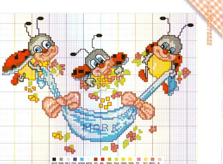 Schema punto croce Coccinelle e nome