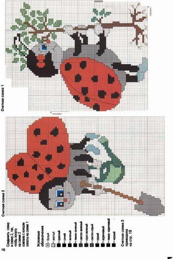 Schema punto croce Coccinelle giardiniere