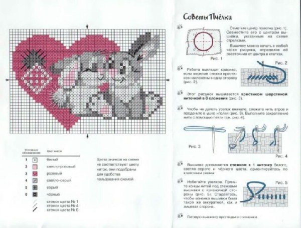 Schema punto croce Conigli con cuore