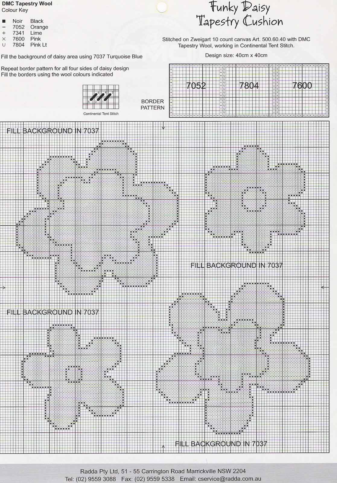 Schema punto croce Cuscino fiorellini 2
