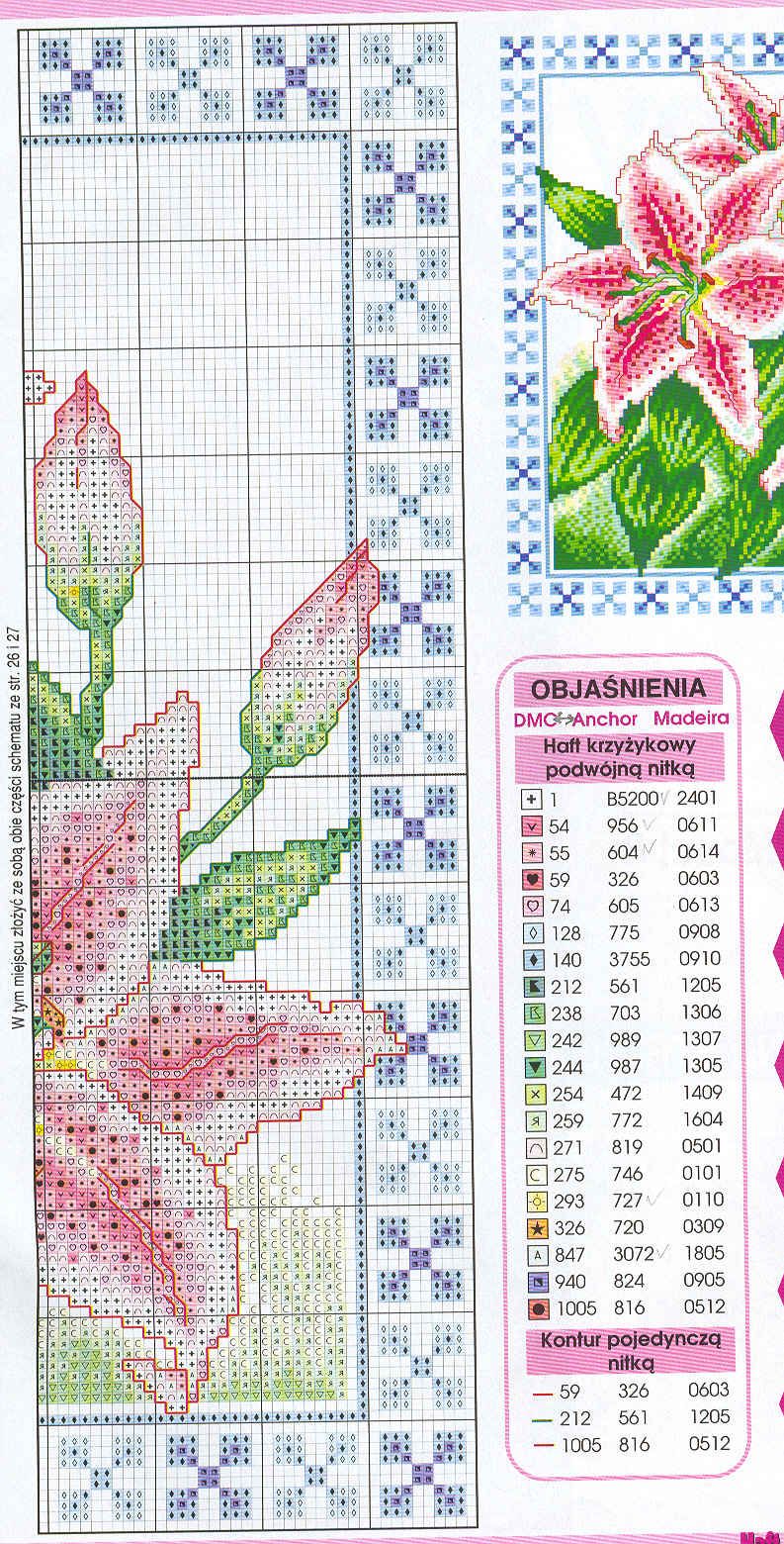 Schema punto croce Cuscino orchidee 3