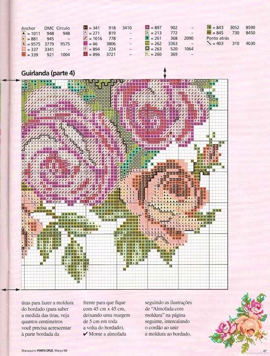Schema punto croce Cuscino rose belle 4