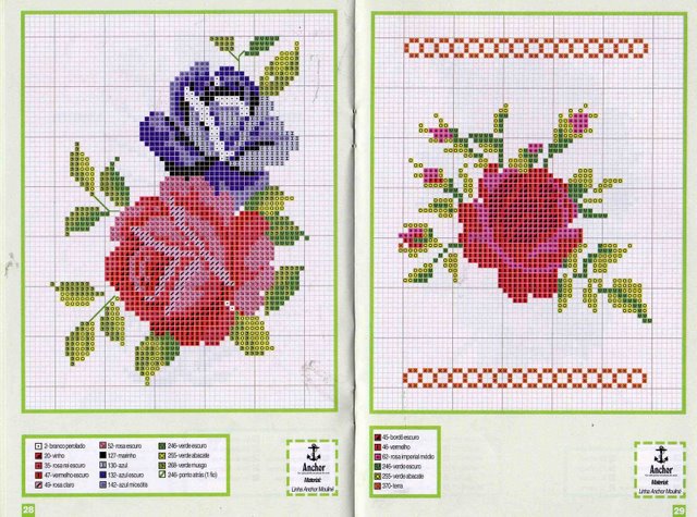 Schema punto croce Due rose