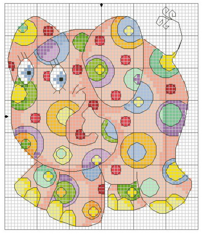 Schema punto croce Elefantino colorato