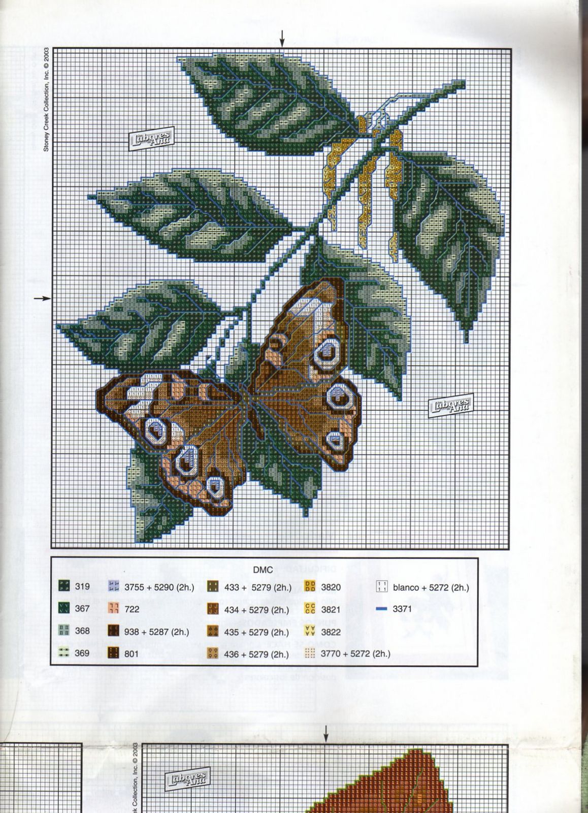 Schema punto croce Farfalla su foglie