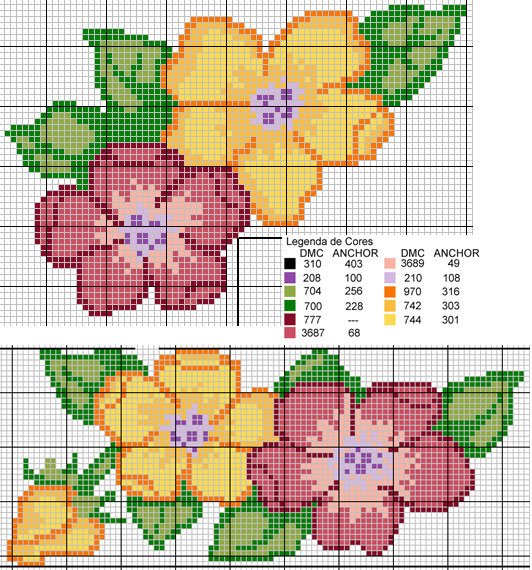 Schema punto croce Flores