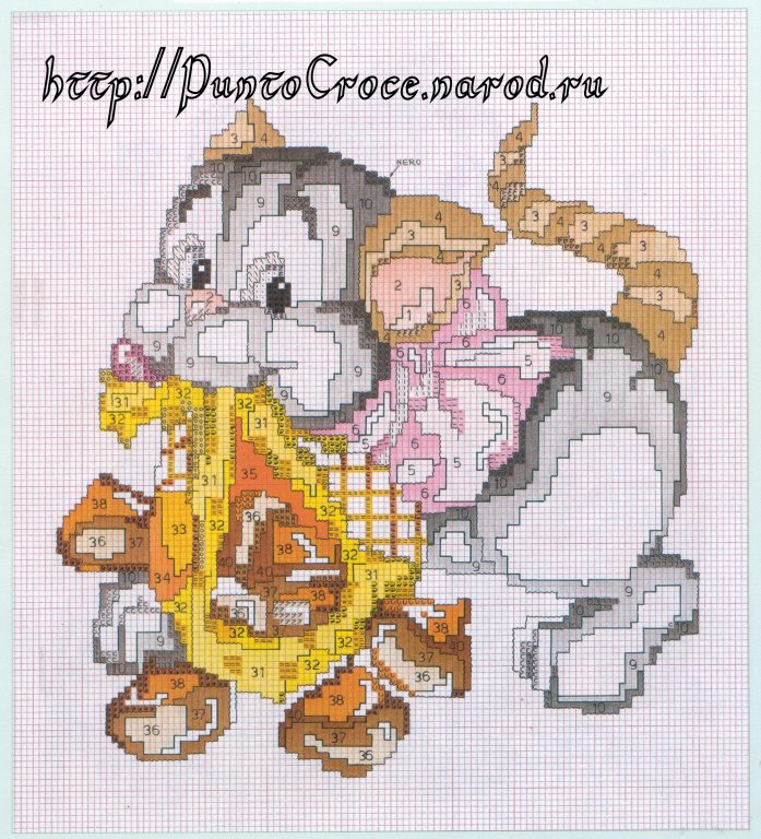 Schema punto croce Gattini 3