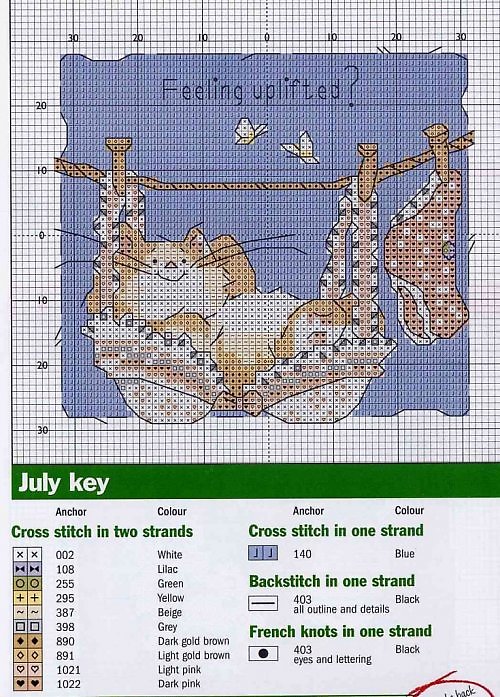 Schema punto croce Gatto appeso