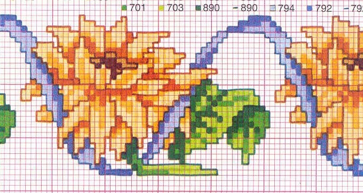 Schema punto croce Girasole bordo