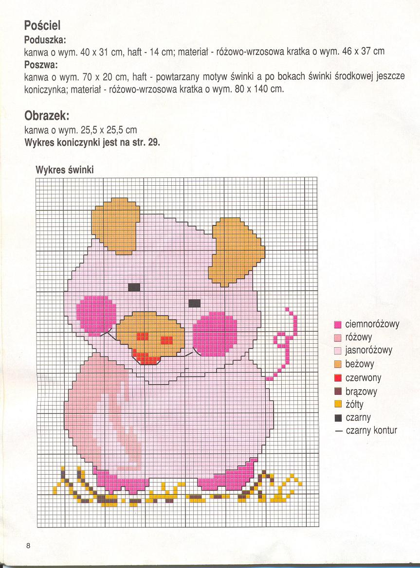 Schema punto croce Maialino rosa