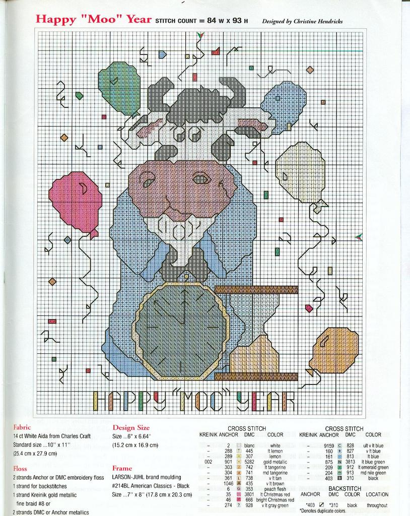 Schema punto croce Mucca anno nuovo